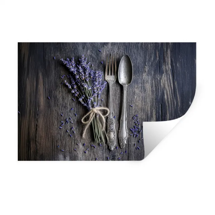 Lavendel - Lepel - Vork Muursticker klein -3d
