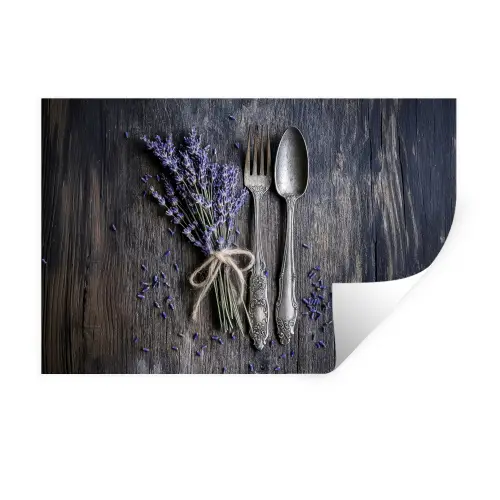 Lavendel - Lepel - Vork Muursticker klein -3d