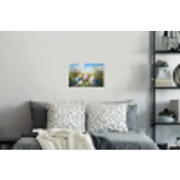 Grasveld - Eieren - Bloemen Muursticker klein -slaapkamer