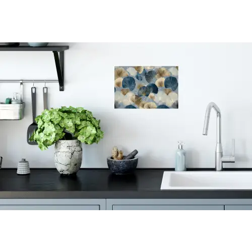 Bladeren - Abstract - Goud - Blauw Muursticker klein -keuken