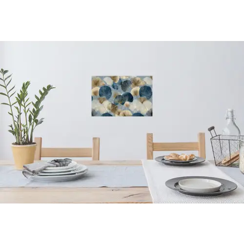 Bladeren - Abstract - Goud - Blauw Muursticker klein -eettafel