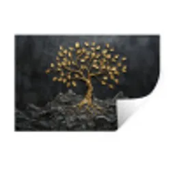 Bladeren - Goud - Boom - Rots Muursticker klein -3d