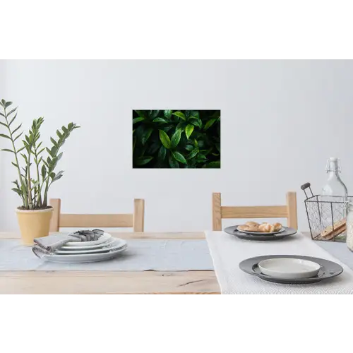 Bladeren - Regendruppels - Licht - Groen Muursticker klein -eettafel