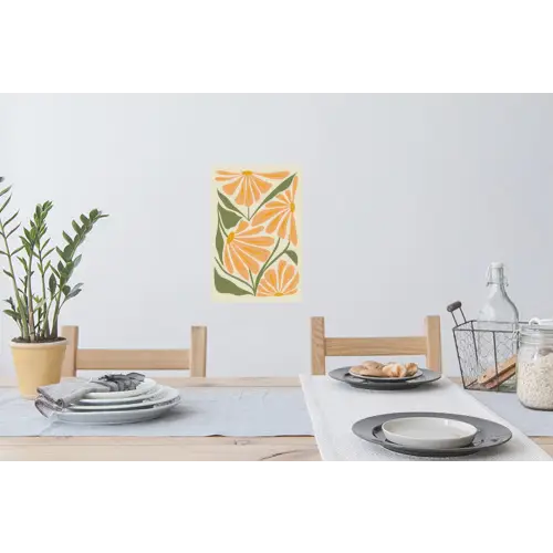 Blaadjes - Zachtoranje - Bloemen Muursticker klein -eettafel