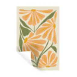 Blaadjes - Zachtoranje - Bloemen Muursticker klein -3d