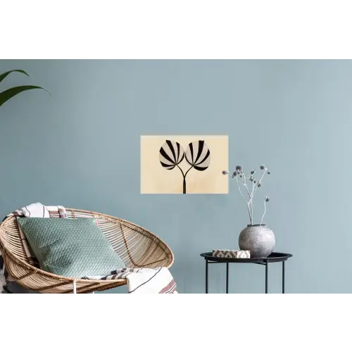 Bladeren - Gestreept - Stengel - Beige Muursticker klein -plant