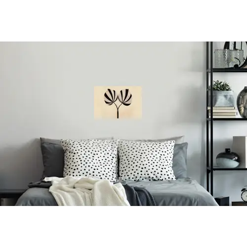 Bladeren - Gestreept - Stengel - Beige Muursticker klein -slaapkamer