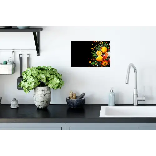 Citroenen - Zwart - Kruiden - Graffiti - Verf Muursticker klein -keuken