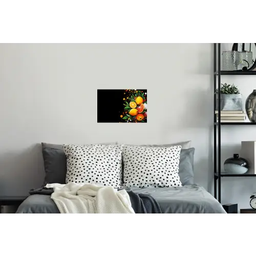 Citroenen - Zwart - Kruiden - Graffiti - Verf Muursticker klein -slaapkamer