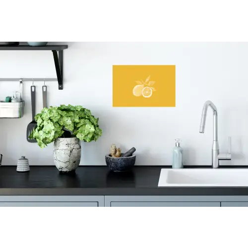 Citroenen - Illustratie - Minimalistisch - Geel Muursticker klein -keuken