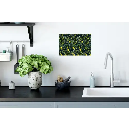 Citroenen - Bladeren - Natuurlijk Muursticker klein -keuken