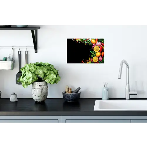 Citroenen - Peper - Kruiden - Graffiti - Verf - Abstract Muursticker klein -keuken