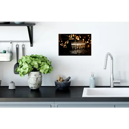 Lichtjes - Champagne - Dienblad - Glazen Muursticker klein -keuken