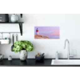 Vuurtoren - Duinen - Zonsondergang Muursticker klein -keuken