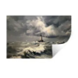 Vuurtoren - Golven - Storm Muursticker klein -3d