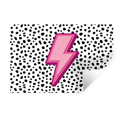 Bliksem - Roze - Stippen Muursticker klein -3d