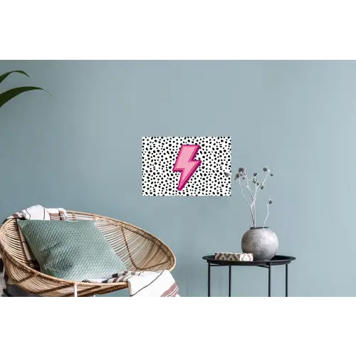 Bliksem - Roze - Stippen Muursticker klein -plant