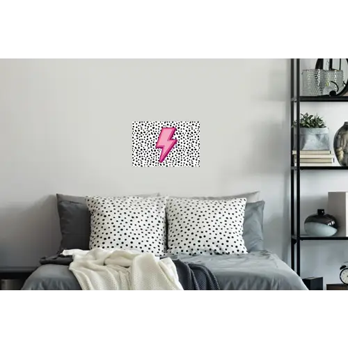 Bliksem - Roze - Stippen Muursticker klein -slaapkamer