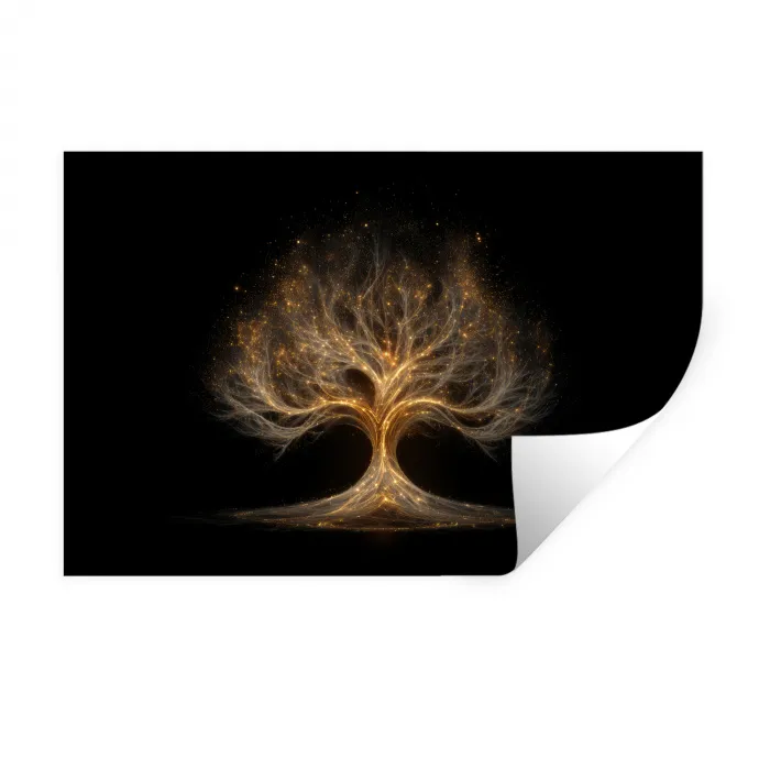 Lichtjes - Boom - Abstract - Zwart Muursticker klein -3d