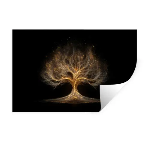 Lichtjes - Boom - Abstract - Zwart Muursticker klein -3d