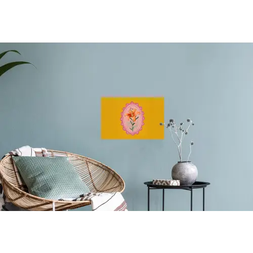 Lelie - Oranje - Lijst - Ovaal Muursticker klein -plant