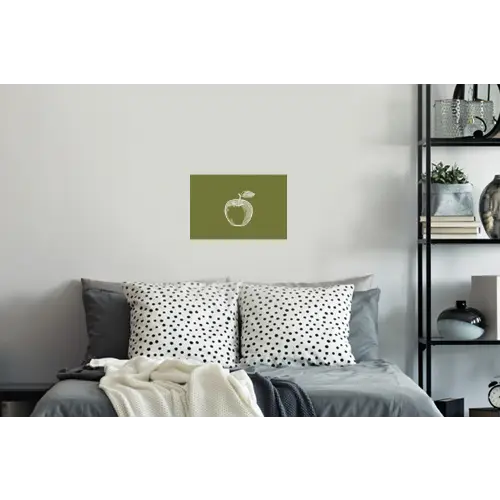Lijntekening - Appel - Olijfgroen - Blaadje Muursticker klein -slaapkamer