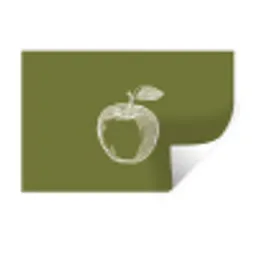 Lijntekening - Appel - Olijfgroen - Blaadje Muursticker klein -3d