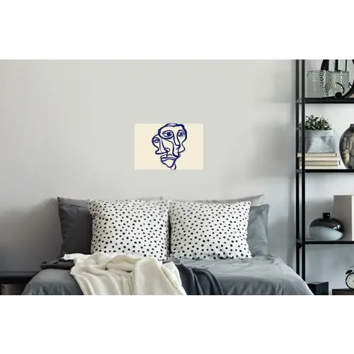 Lijntekening - Overlappende gezichten - Donkerblauw Muursticker klein -slaapkamer