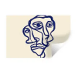 Lijntekening - Overlappende gezichten - Donkerblauw Muursticker klein -3d