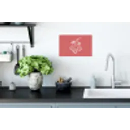Lijnillustratie - Kersen - Tak - Wit Muursticker klein -keuken