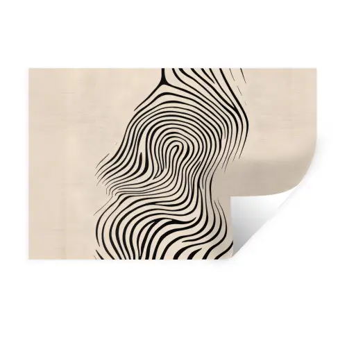 Lijnen - Abstract - Golvend - Zwart Muursticker klein -3d