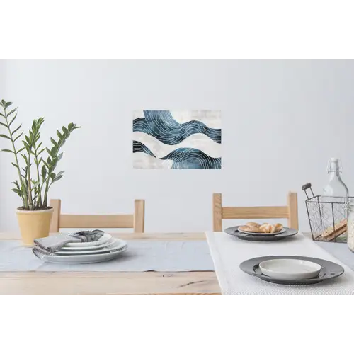 Lijnen - Golven - Abstract - Blauw Muursticker klein -eettafel