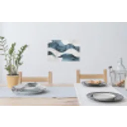Lijnen - Golven - Abstract - Blauw Muursticker klein -eettafel