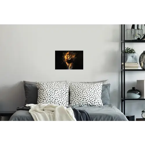 Leeuw - Zwart - Oranje - Verf Muursticker klein -slaapkamer