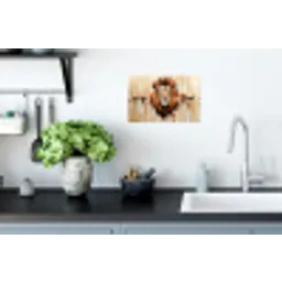 Leeuwenkop - Lijnen - Crème Muursticker klein -keuken