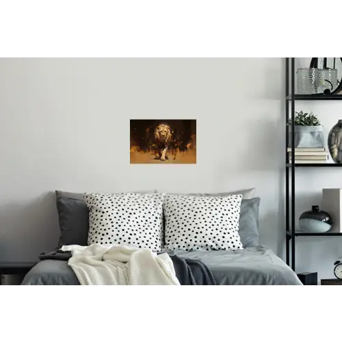 Leeuw - Geschilderd - Abstract - Goud Muursticker klein -slaapkamer