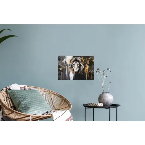 Leeuw - Portret - Verfspatten - Grijs Muursticker klein -plant