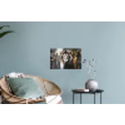 Leeuw - Portret - Verfspatten - Grijs Muursticker klein -plant