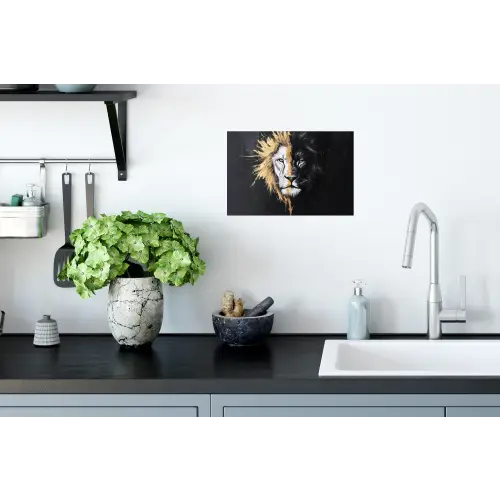 Leeuw - Gesplitst - Zwart - Lijn Muursticker klein -keuken