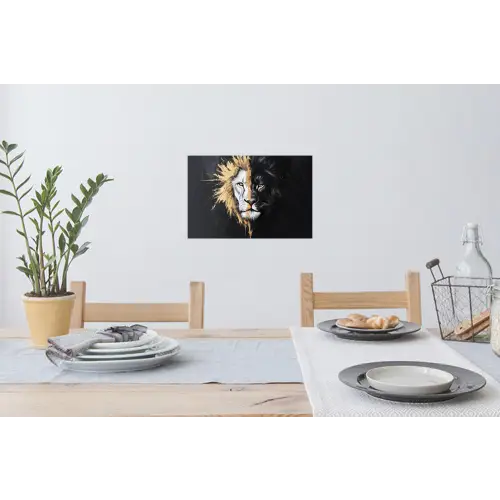 Leeuw - Gesplitst - Zwart - Lijn Muursticker klein -eettafel