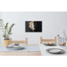 Leeuw - Gesplitst - Zwart - Lijn Muursticker klein -eettafel