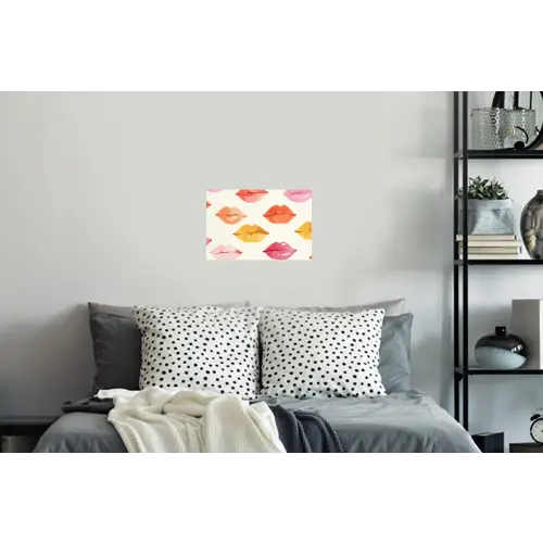 Lippen - Kleurrijk - Glanzend Muursticker klein -slaapkamer