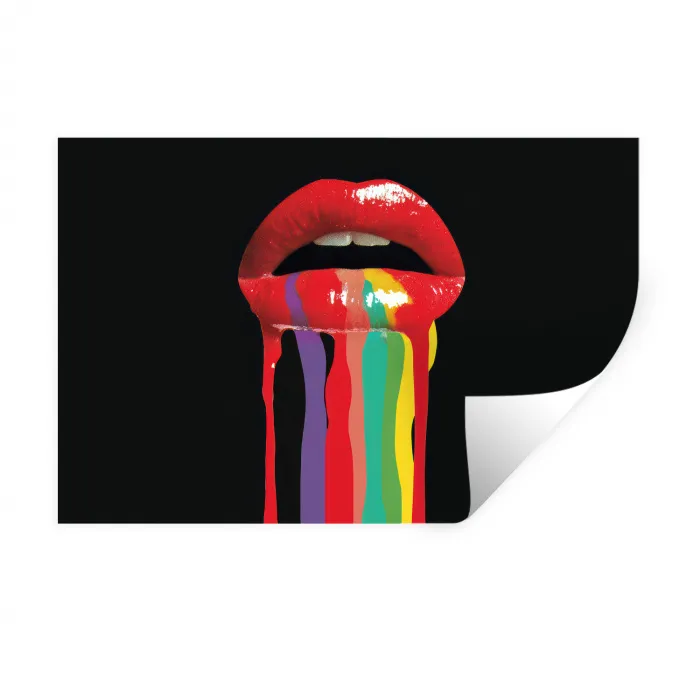 Lippen - Kleuren - Zwart Muursticker klein -3d