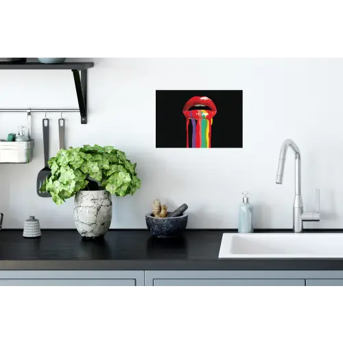 Lippen - Kleuren - Zwart Muursticker klein -keuken