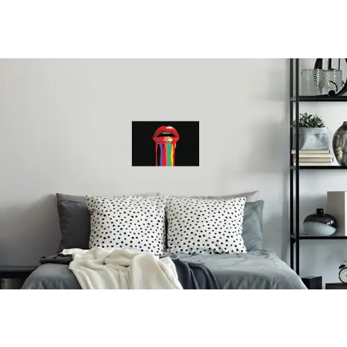 Lippen - Kleuren - Zwart Muursticker klein -slaapkamer