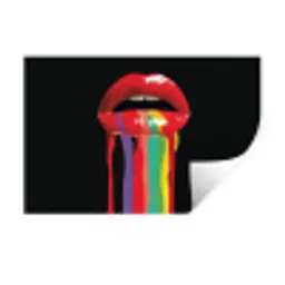 Lippen - Kleuren - Zwart Muursticker klein -3d