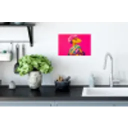 Hagedis - Bloemen - Roze - Kimono Muursticker klein -keuken