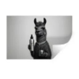 Lama - Flessen - Zwart - Wit Muursticker klein -3d