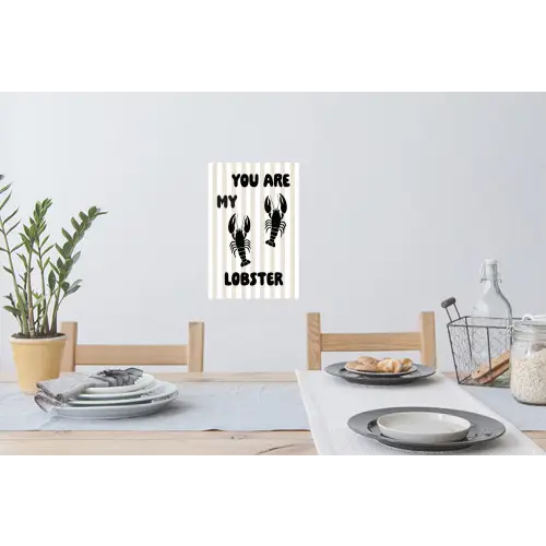Lobster - Beige - Minimalistisch Muursticker klein -eettafel