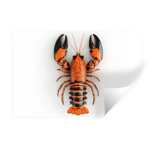 Kreeft - Zwart - Oranje - Wit - Uniek Muursticker klein -3d